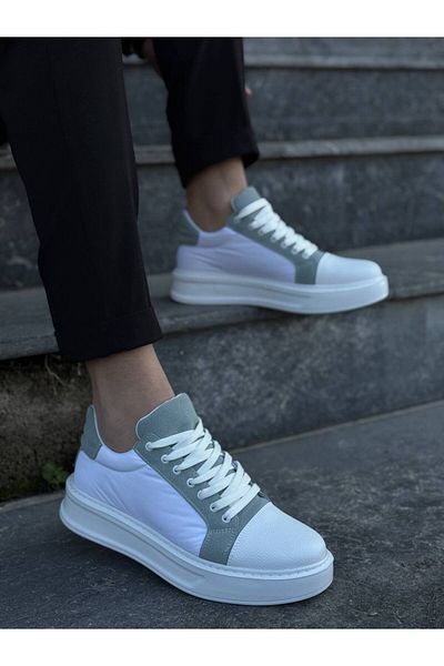 BESKAR KB X46 White Baby Blue Ψηλή Λευκή Σόλα Casual Αθλητικά Παπούτσια