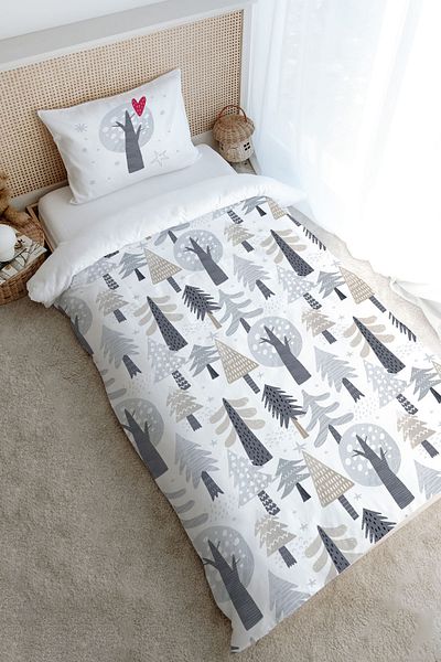 Tuğba Kuğu Single Duvet Cover Set (160X220) - Iconic Series - Winter Pines