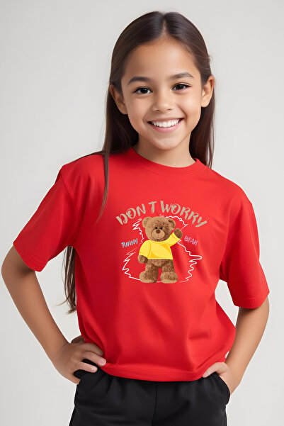 FYK COLLECTİON Tricou cu mânecă scurtă pentru fetiță cu imprimeu Funny Bear