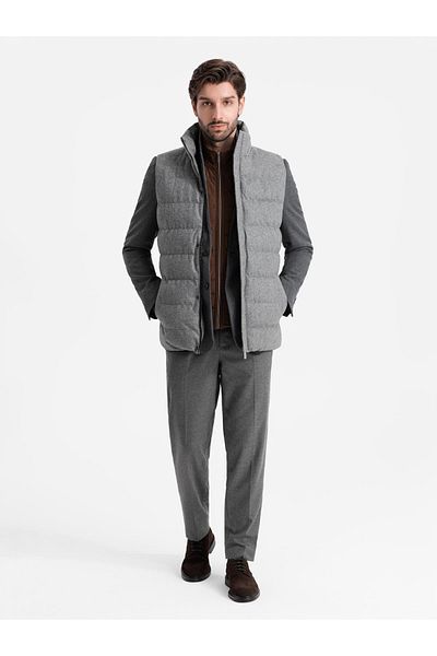 OMBRE Eleganter Herrenblazer mit dekorativen Knöpfen an den Manschetten - Graphit V1 OM-BLZB-0114 XL