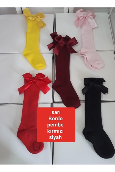 ÖZKARDEŞLER BABY Bebek ve çocuk diz altı çorap fiyonklu 5li
