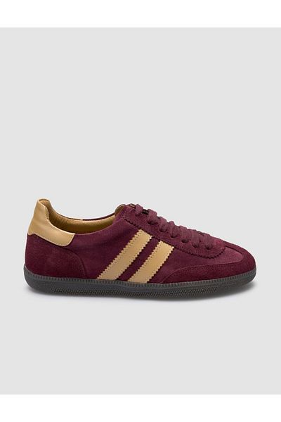 Cabani 100% Genuine Leather Burgundy Suede Women's Sneakers