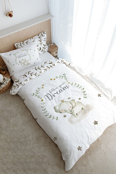 Tuğba Kuğu Tek Kişilik Nevresim Takımı (160x220) - For Baby Serisi - Damask F...