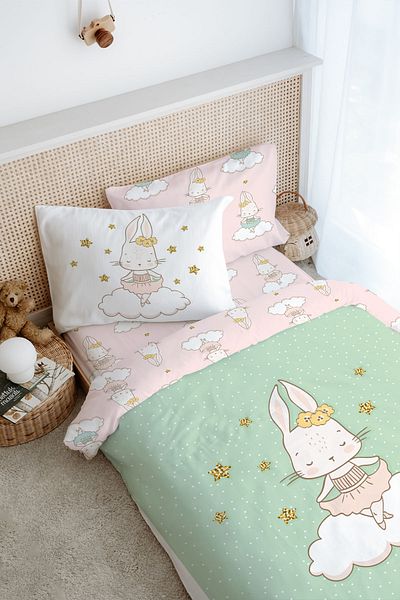 Tuğba Kuğu Single Duvet Cover Set for Baby Series - Ballerina Rabbit (160X220)