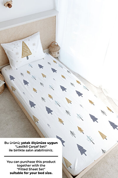Tuğba Kuğu Tek Kişilik Nevresim Takımı (160x220) - Iconic Serisi - Yılbaşı Ağaçları
