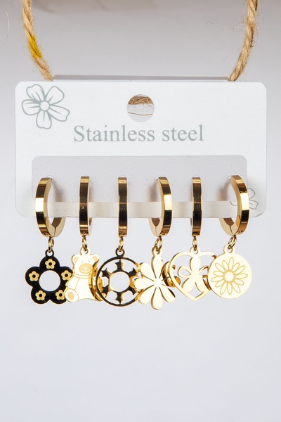 Lila Rosa Çoklu Lüks 316 L Çelik Küpe