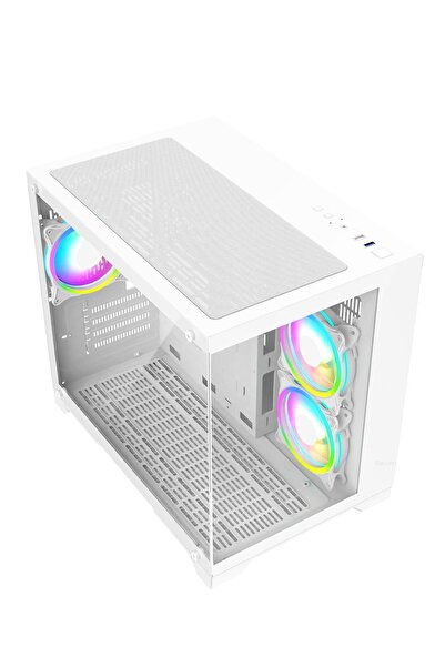 Revenge Nova Beyaz 3 Rgb Fanlı Temperli Cam Panel Boş M-atx Gaming Oyuncu Bilgisayar Kasası
