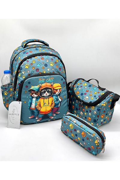 Bevitton Boy's Primary School Bag Character Pattern Multi-Compartment Set of 3 Primary School Bag