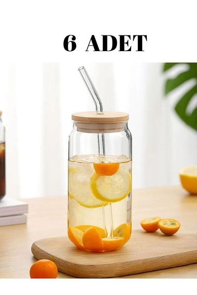Viyalente Heat Resistant - Wooden Bubble Tea and Borosilicate Cup with Glass Straw Coffee Presentation