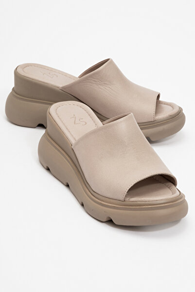 Zeynep Sıradağlı Adeni Γυναικείες Παντόφλες από Γνήσιο Δέρμα με Σφήνα Τακούνι...