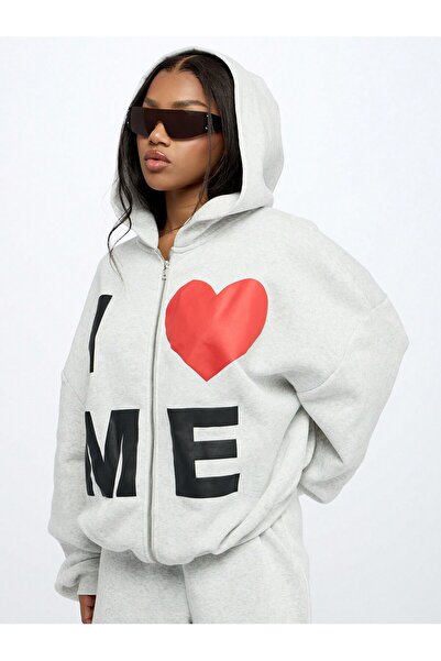 Eritqaa I Love Myself Printed Zippered Hooded Unisex Tracksuit Set