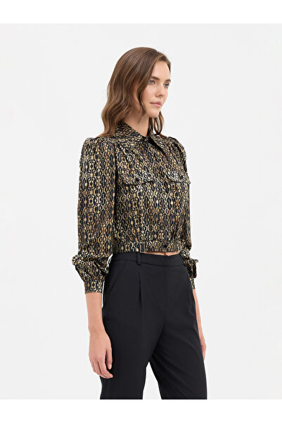 Karaca Kadın Gömlek-Siyah/kahve