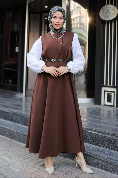 Bestenur Σετ αμπελόχρωμο γιλέκο και φούστα Asile - 1341
