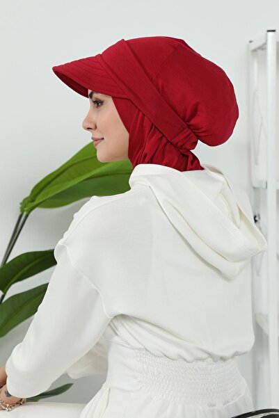 Aisha's Design Removable Visor Cap, Turban, B-82, Burgundy