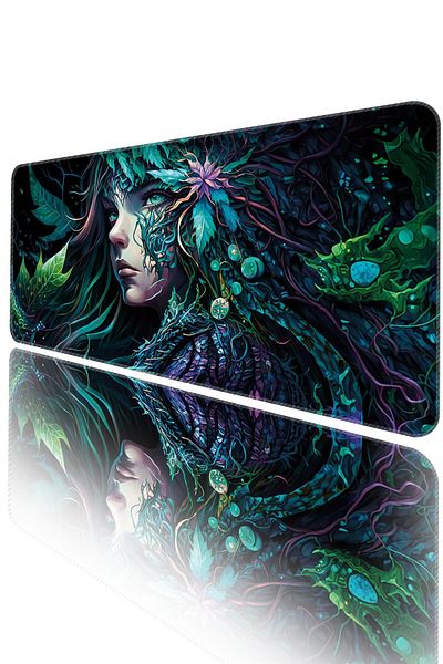 HELİXSUN 70X30 cm Gaming Player Mouse Pad Non-Slip Base Large Keyboard Mouse Pads Mousepad Forest-Girl