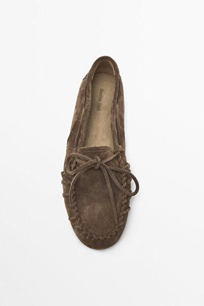 Massimo Dutti Büzgülü kalın süet makosen