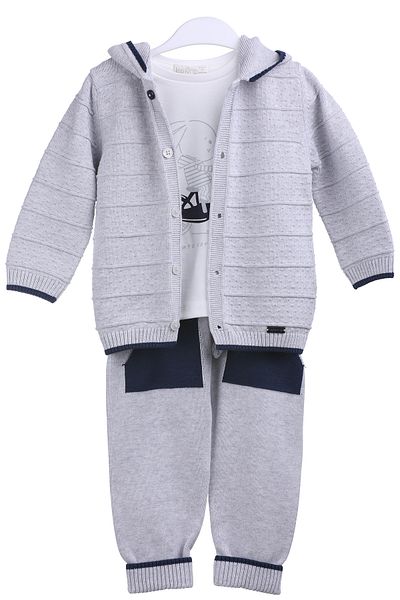 MİMBOKİDS 3-Piece Tracksuit Set for Baby Boy - Cardigan, Trousers and T-Shirt