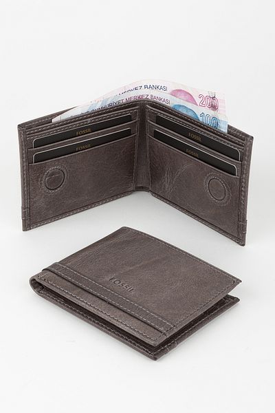 Fossil Gray Horizontal Men's Wallet - South Facing Leather Hand Portfolio