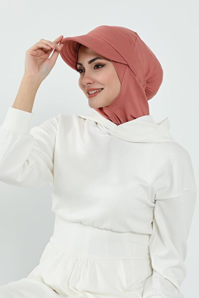 Aisha's Design Hijab Bonnet with Removable Visor, Salmon, B-82