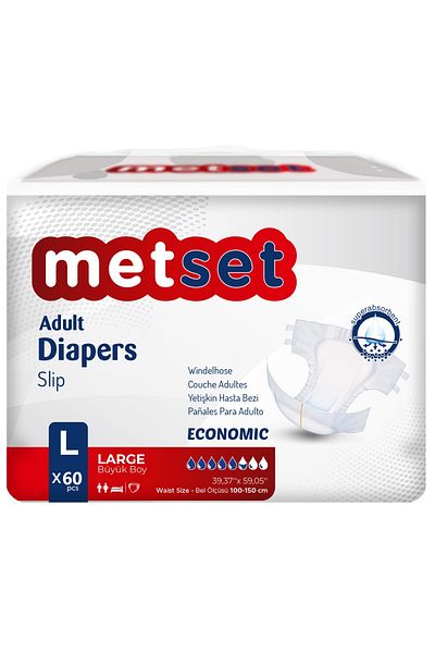 Metset 60 Large Waistband Patient Diapers