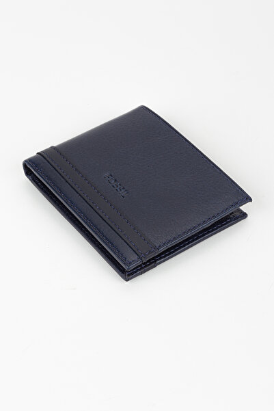 Fossil Genuine Leather Navy Blue Horizontal Men's Wallet Hand Portfolio