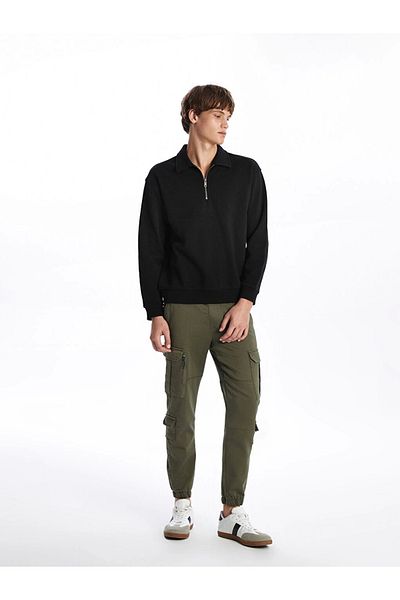 LC Waikiki Ανδρικό παντελόνι Cargo Xside Khaki Slim Fit Gabardine