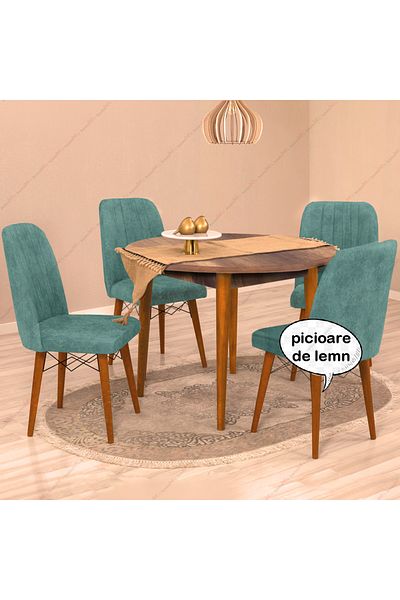 HOMS Brigitte round kitchen table, walnut color, 90 cm
