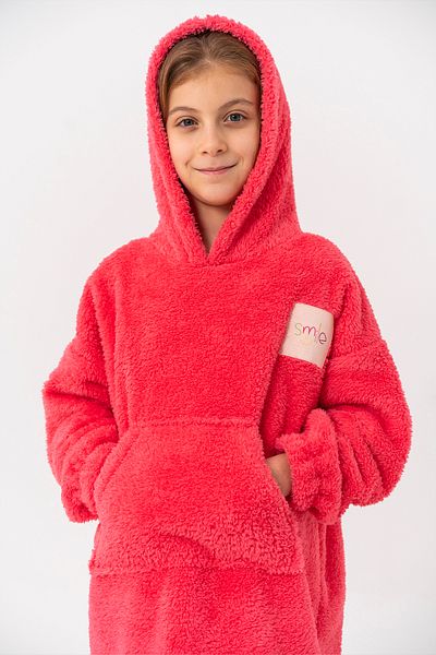 bysezerozer Double-Sided Fleece Kangaroo Hooded Children's Wearable Home Blanket Oversize Sweatshirt