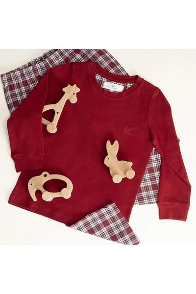 Penelope 3-4 Years Old Girl's Pajama Set - Claret Red