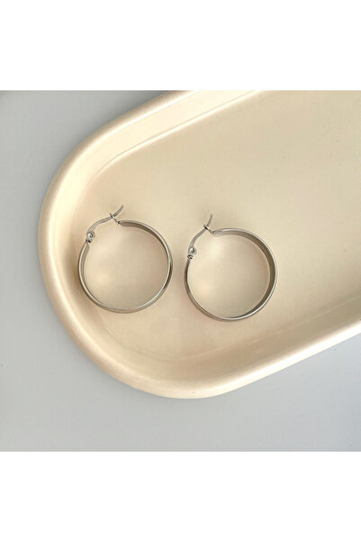 nerora Geniş Sallantılı Halka Çelik Küpe