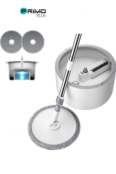 Primo Plus 360 Degree Spin Mop and Bucket Set with Flat Design with Self-Separating Water System