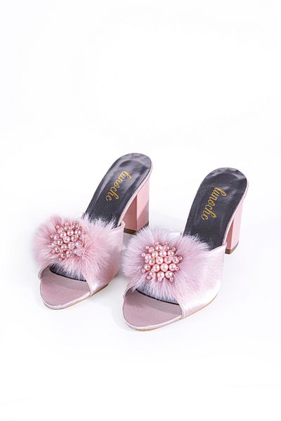 Lunoche Nightwear Women's Dowry Slippers with Feather Stones Stylish Daily House Slippers Ornate Dowry Birth Guest Bridal Slippers