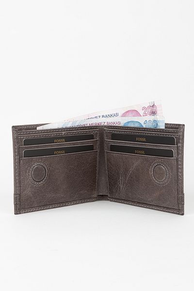 Fossil Gray Horizontal Men's Wallet - South Facing Leather Hand Portfolio