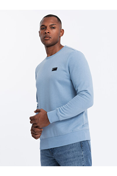 OMBRE Pánska nestrečová mikina s kovovým kolíkom - modrá V3 OM-SSNZ-0136 XXL