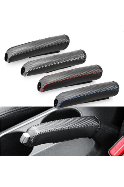 Choice غطاء واقي من ألياف الكربون الأحمر لفرامل اليد من الجلد لحماية فرامل اليد ومكيف الهواء الداخلي للسيارة