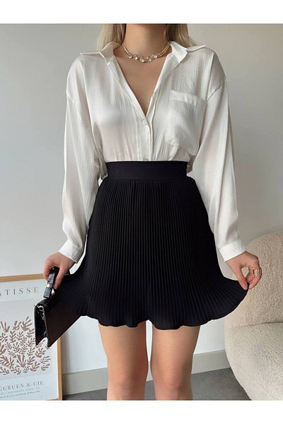 buqre's moda Fusta mini plisată pentru femei Trend cu pantaloni scurți