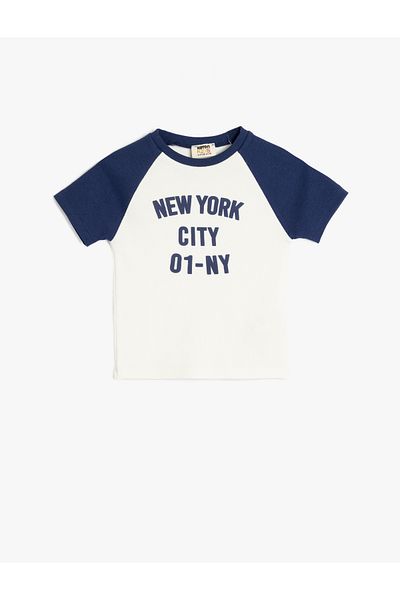 Koton New Season Crew Neck Print Detailed Color Block Short Sleeve T-Shirt