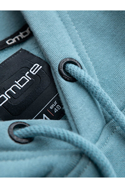 OMBRE Pánska mikina klokan s kapucňou a kovovým kolíkom - modrá V4 OM-SSNZ-0141 L