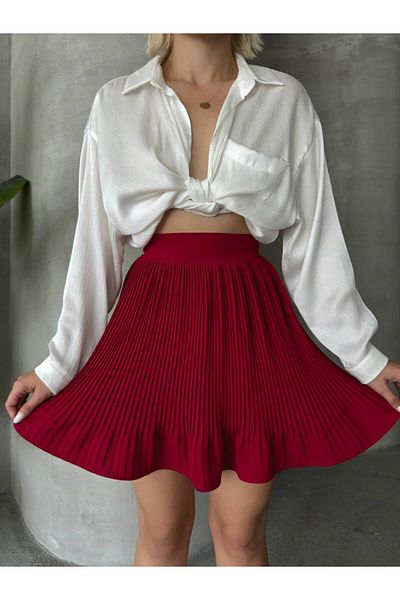 buqre's moda Trend Women's Pleated Mini Skirt with Shorts