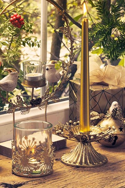 Paşabahçe Snowy Tealight Mumluk Gold