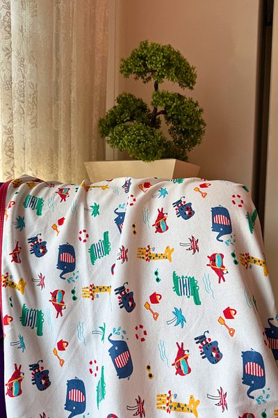 MASENKIDS 80X90 Animal Patterned Baby Blanket - Multi-Purpose Combed Cotton