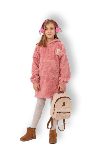 bysezerozer Wellsoft Double-Sided Fleece Kangaroo - Hooded Children's Oversize Sweatshirt Home Blanket