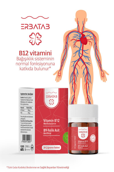 Erbatab Vitamin B12- Folik Asit B9-metilkobalamin-metilfolat
