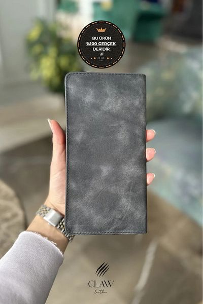 clawleather Genuine Leather Unisex Wallet with Phone Compartment