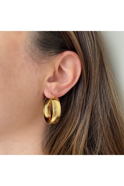 nerora Wide Dangle Hoop Steel Earrings