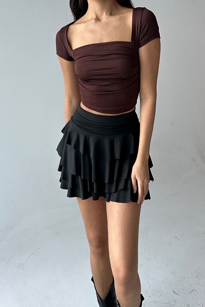 World Fashion Trends Short Sleeve Gathered Blouse - Wft5010b