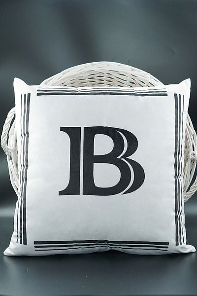 ASDİVA Lettered Throw Pillow Cover Velvet 43x43 Cm Double Sided Letter B Cat Patterned Marriage Proposal Birthday