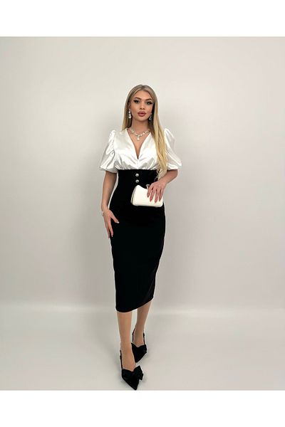 GİZONLY Lissa dress top satin sub rochie din material atlas