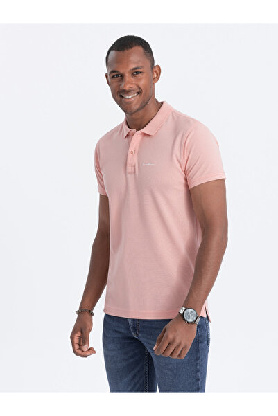 OMBRE Pique pletená polokošile - světle růžová V5 S1746 S