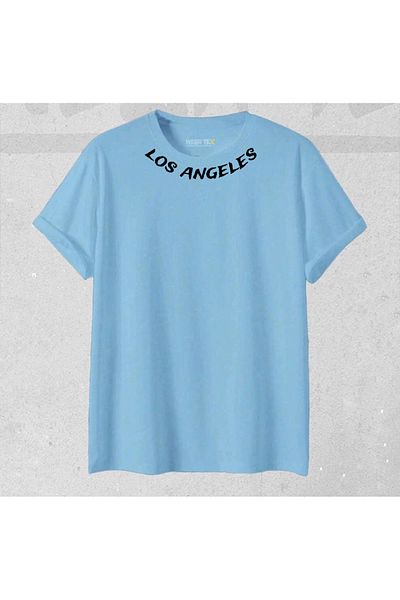 Minikelya New Season Unisex Los Angeles Collar Printed T-Shirt